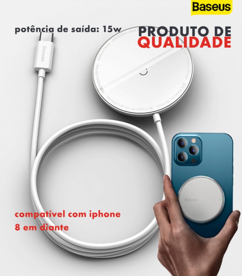 Carregador Magnético - Indução - Baseus - Para Iphone - COD:LNDSE - Image 2