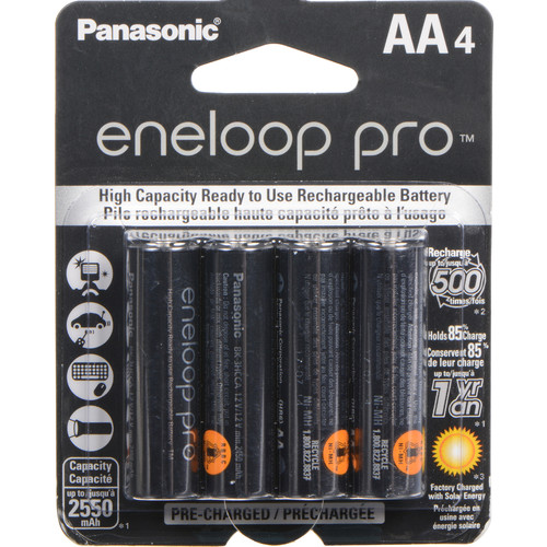 PILHA  – AA – PANASONIC – ENELOOP PRO – BK-3HCCA4BA – 1.2V – 2550MAH – NI-MH – RECARREGÁVEL – ORIGINAL – KIT 4 UNIDADES COD:LND