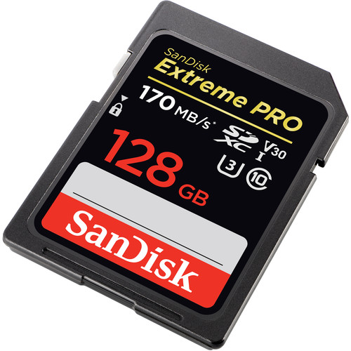 Cartão SD SanDisk 128 GB Extreme PRO SDXC UHS-I – C10, U3, V30, 4K UHD, cartão SD – SDSDXXY-128G-GN4IN 170MB