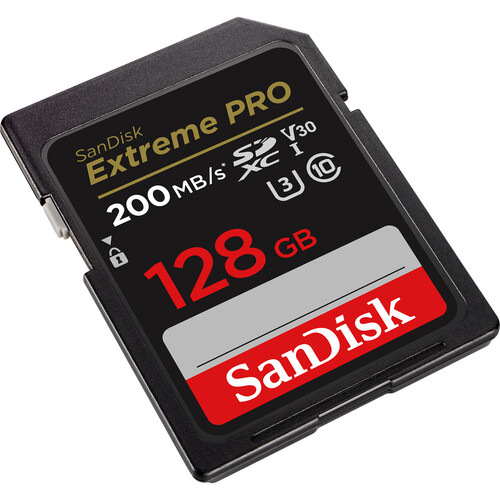 Cartão SD SanDisk 128GB Extreme PRO SDXC UHS-I – C10, U3, V30, 4K UHD, cartão SD – SDSDXXD-128G-GN4IN, 200MB
