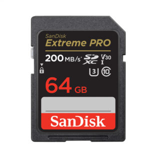 Cartão SD  SanDisk 64GB Extreme PRO SDXC UHS-I – C10, U3, V30, 4K UHD, cartão SD – SDSDXXU-064G-GN4IN,  200MB