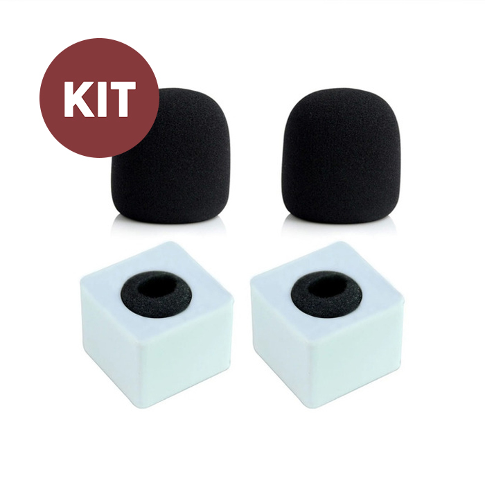 Kit 2 Canoplas Branca + 2 Espumas P/ Microfone
