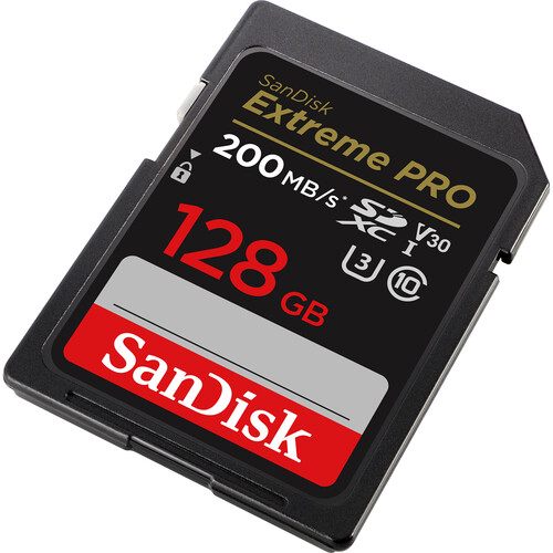 Cartão SD SanDisk 128GB Extreme PRO SDXC UHS-I – C10, U3, V30, 4K UHD, cartão SD – SDSDXXD-128G-GN4IN, 200MB