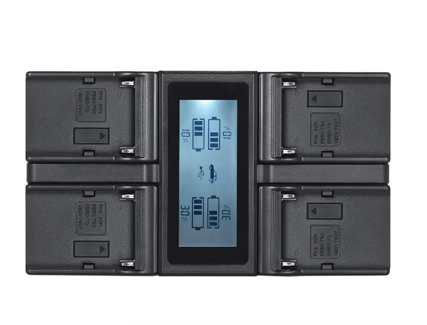 Carregador Quadruplo Display Lcd Bateria Np-f970 / 960 / 570 +