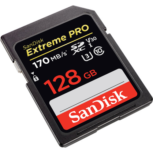 Cartão SD SanDisk 128 GB Extreme PRO SDXC UHS-I – C10, U3, V30, 4K UHD, cartão SD – SDSDXXY-128G-GN4IN 170MB