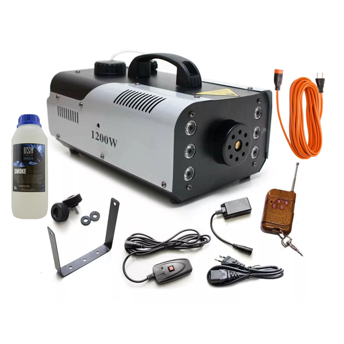 Máquina Fumaça 1200w Iluminação Rgb + Liquído para Máquina de Fumaça USA 1L