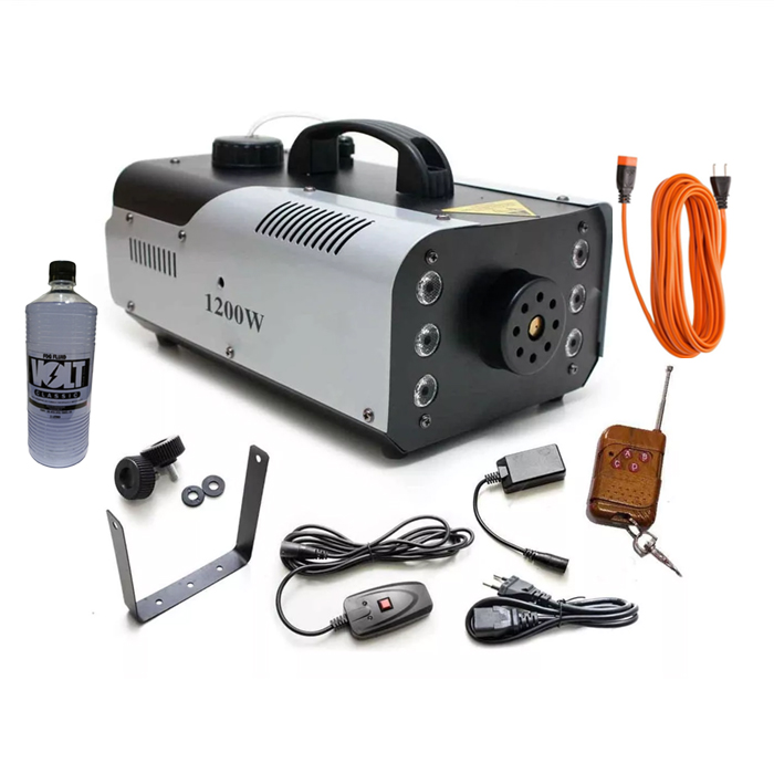 Máquina Fumaça 1200w Iluminação Rgb Controle + Liquído para Máquina de Fumaça Volt 1L