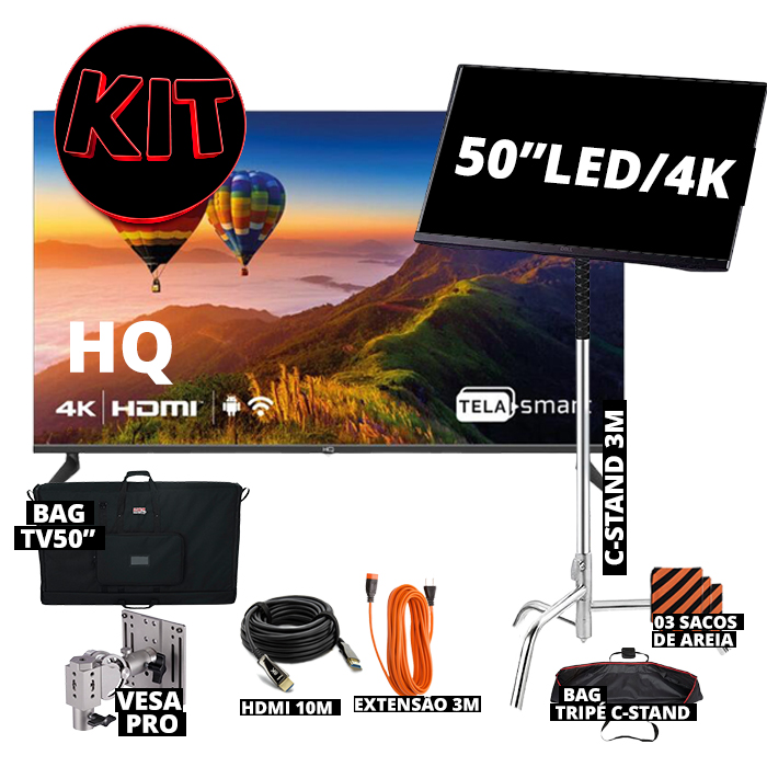 TV 50” – HQ Smart –  LED  4K – UHD – HQS50NK – (KIT INTERMEDIARIUM)