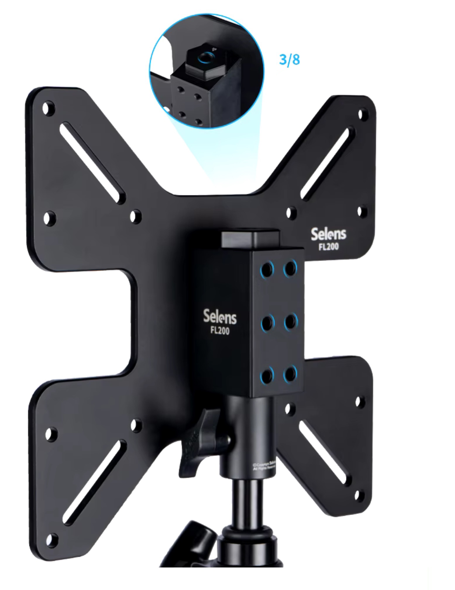 Suporte de Monitor e TV Selens + Alongador aranha para Tripé de Estúdio (200×200 up para 400×400)