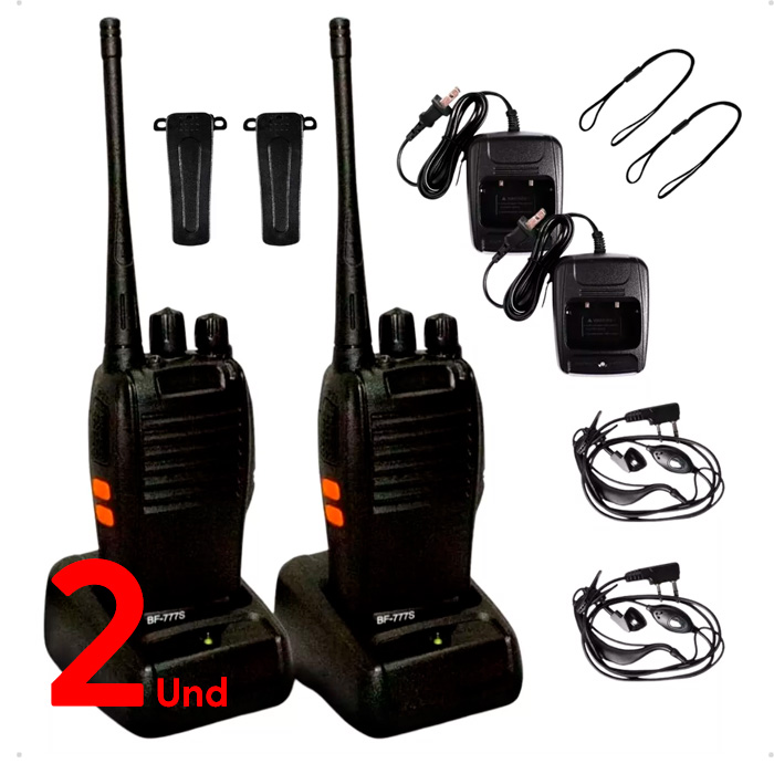 Kit 2 Radio Walk Talk Comunicador 16 Ch 12km Baofeng 777s Ht (2 Bateria extra + Fone + Carregador)