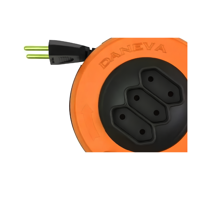 Extensão Elétrica – Daneva – Retrátil 5 metros – 10A – 3 Tomadas 2 pinos