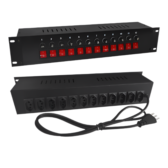 Mesa Chaveadora – 12 Tomadas – 10A – Regua De Energia de Metal – Bivolt