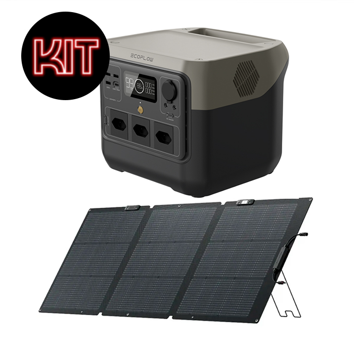 Ecoflow – River 2 Pro – Estação De Energia Portátil – 800w – 768wh modo X-Boost até 1600W – Tomada Br 127v + Painel Solar 160w (KIT)