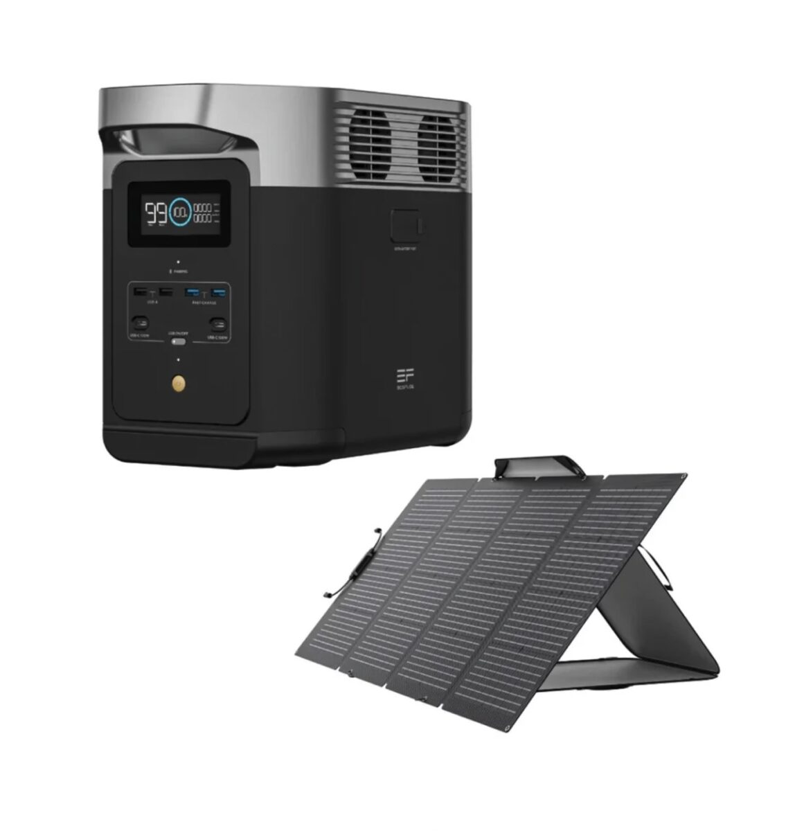 Ecoflow – Delta 2 1024Wh Estação De Energia Portátil Gerador Solar 1800W 2400W Xboost 127V + PAINEL SOLAR 160W (KIT)