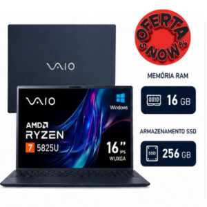 Notebook Vaio FE16 AMD Ryzen 7 5825U Windows 16GB RAM 512GB SSD Wi‑Fi 6 Tela 16” IPS WUXGA Antirreflexo — Cinza Grafite — Permite upgrade de memória RAM e SSD