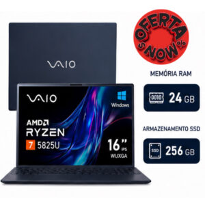 Notebook Vaio FE16 AMD Ryzen 7 5825U Windows 24GB RAM 512GB SSD Wi‑Fi 6 Tela 16” IPS WUXGA Antirreflexo — Cinza Grafite — Permite upgrade de memória RAM e SSD