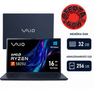 Notebook Vaio FE16 AMD Ryzen 7 5825U Windows 32GB RAM 512GB SSD Wi‑Fi 6 Tela 16” IPS WUXGA Antirreflexo — Cinza Grafite — Permite upgrade de memória RAM e SSD