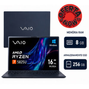 Notebook Vaio FE16 AMD Ryzen 7 5825U Windows 8GB RAM 512GB SSD Wi‑Fi 6 Tela 16” IPS WUXGA Antirreflexo — Cinza Grafite — Permite upgrade de memória RAM e SSD